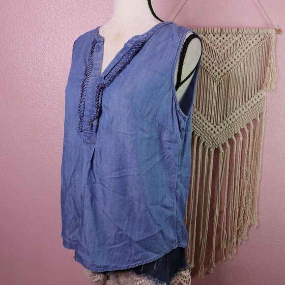 Talbots | Chambray Sleeveless Top Medium - Picture 1 of 6